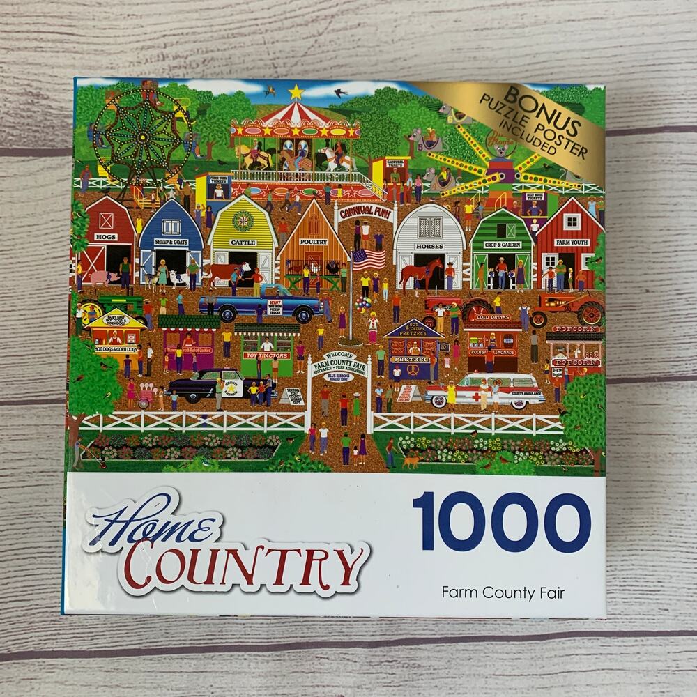 RoseArt Home Country Farm County Fair 1000 Piece Jigsaw Puzzle Mark Frost